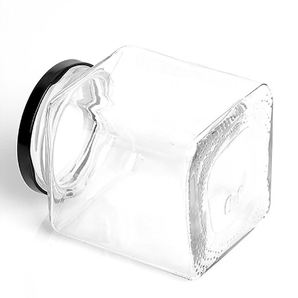 CNJR09-Wide-Mouth-Square-Glass Canning-Jar-With-Black-Crown-Cap-detail1